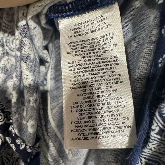 LAUREN Ralph Lauren Summer Racerback White & Blue Bandana Print Dress Large - Picture 4 of 5